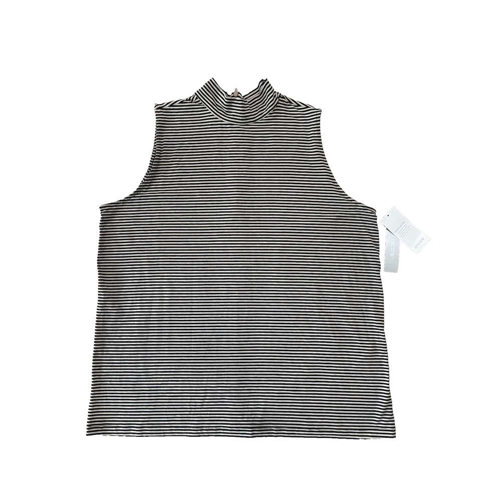 NWT Chicos Size 3 US Size XL Touch of Cool Striped Sleeveless Mock Neck Shirt